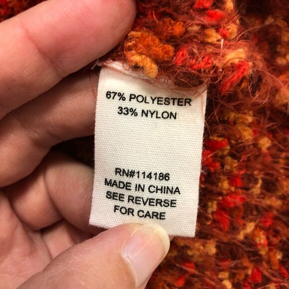 Textured Boucle Knit Button Front Cardigan Rust Orange Brown Small Soft Grunge - Picture 7 of 10